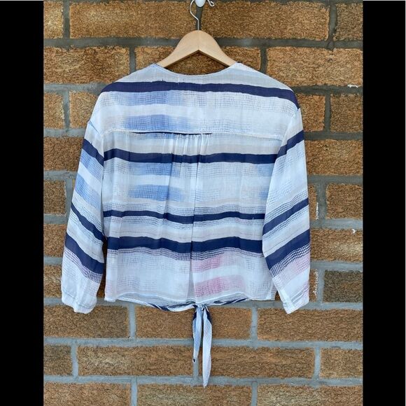 BELLA DAHL TIE FRONT SHIRT - PASTEL STRIPE - Picture 10 of 10